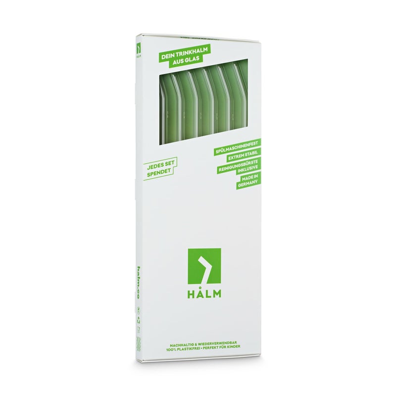 HÃ–LM Halm Glass Straws - 6 Long 12 inch Bent Stanley Cup Replacement Drinking Straws + Plastic-Free Cleaning Brush - Perfect for Bottles & Quencher - Made in Germany - Dishwasher Safe - Eco-Friendly - Image 5